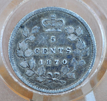1870 Canadian Silver 5 Cent Coin - VF+ (Very Fine) Grade - Queen Victoria Canada 5 Cent Sterling Silver 1870