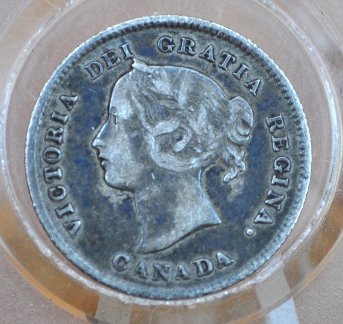 1870 Canadian Silver 5 Cent Coin - VF+ (Very Fine) Grade - Queen Victoria Canada 5 Cent Sterling Silver 1870