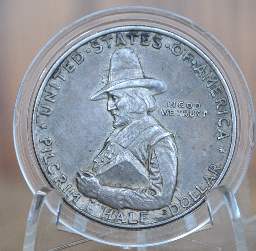Authentic 1920 Pilgrim Tercentenary Silver Commemorative Half Dollar - XF-BU (Uncirculated) - Pilgrim Half Dollar Commemorative 1920