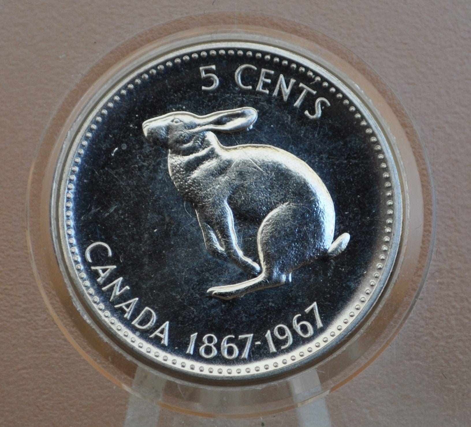 1967 Canadian Nickel, Prooflike - Rabbit / Snow Hare Design