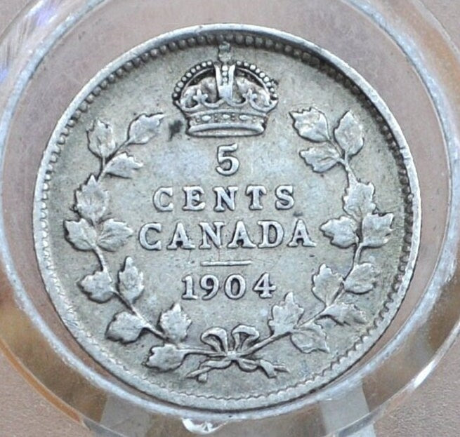 1904 Canadian Silver 5 Cent Coin - Choose by Grade / Condition - King George - Canada 5 Cent Sterling Silver 1904 Canada - Lower Mintage