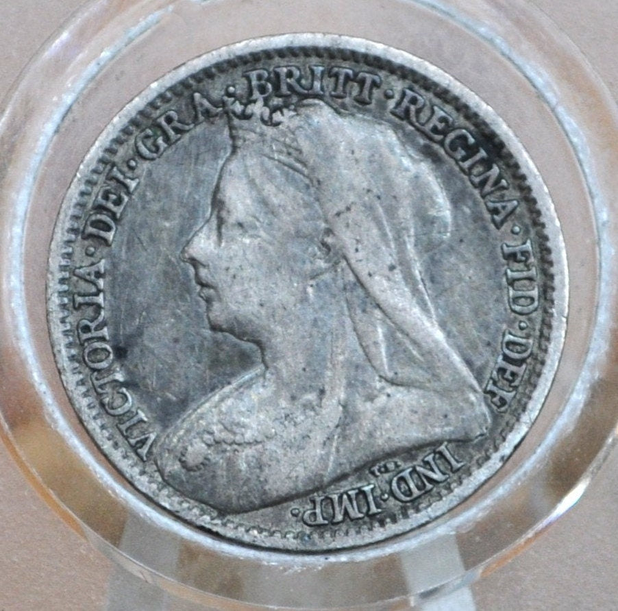 1895 Threepence Great Britain 3 Pence Silver - VF (Very Fine) Condition, Great Detail - Queen Victoria - UK 3 Pence Silver 1895