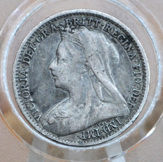 1895 Threepence Great Britain 3 Pence Silver - VF (Very Fine) Condition, Great Detail - Queen Victoria - UK 3 Pence Silver 1895