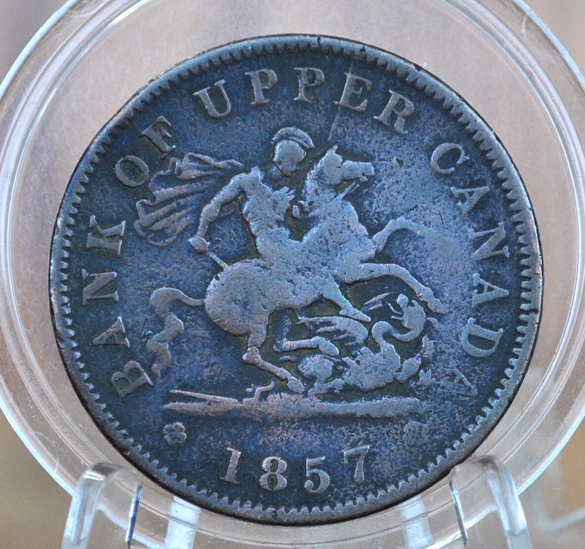 1857 Bank of Upper Canada One Penny - 1 Penny Bank Token - Great Detail - 1857 Bank Token One Penny - 1857 Canadian Large Cent