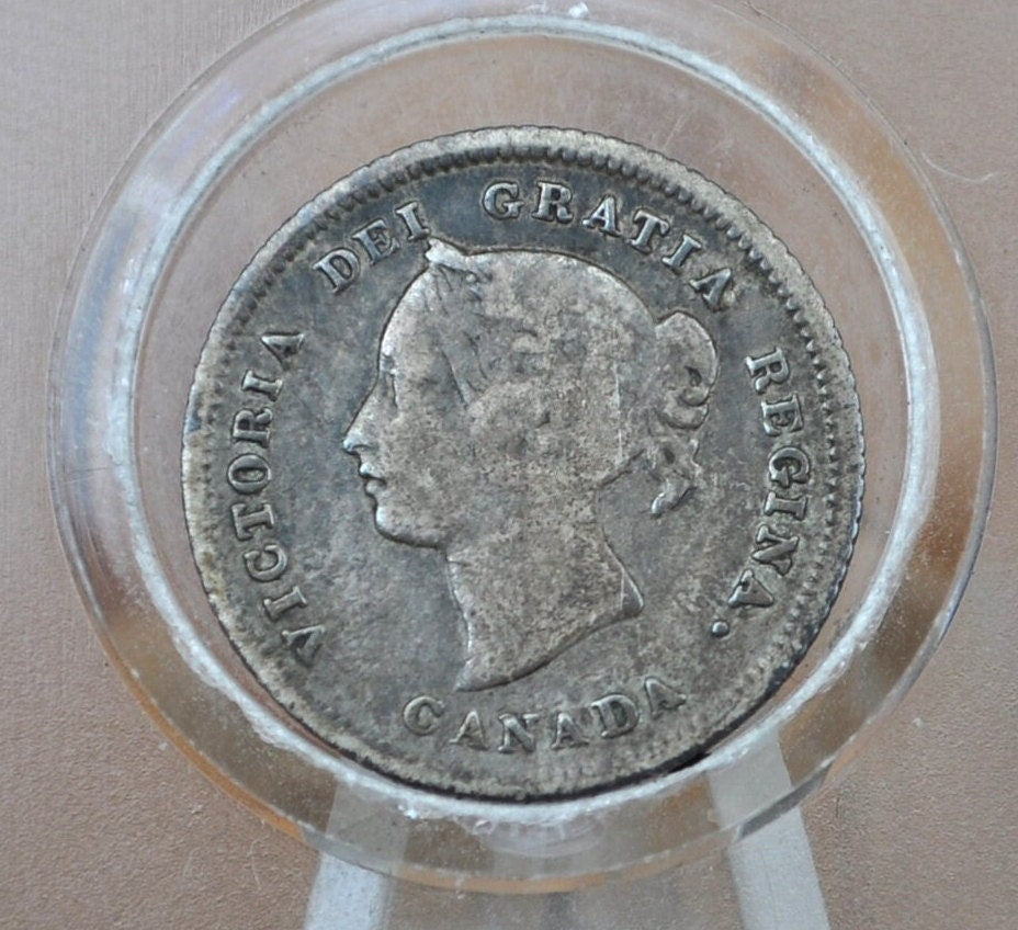 1880 Canadian Silver 5 Cent Coin - Choose by Grade - Queen Victoria Canada 5 Cent Sterling Silver 1880-H