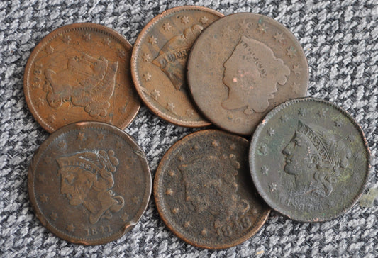 Cull US Large Cents - Heavy Wear, Scratches, Corrosion etc. - Coronet, Braided Hair, Bobby Head, Classic Head, Low Cost US Large Cents