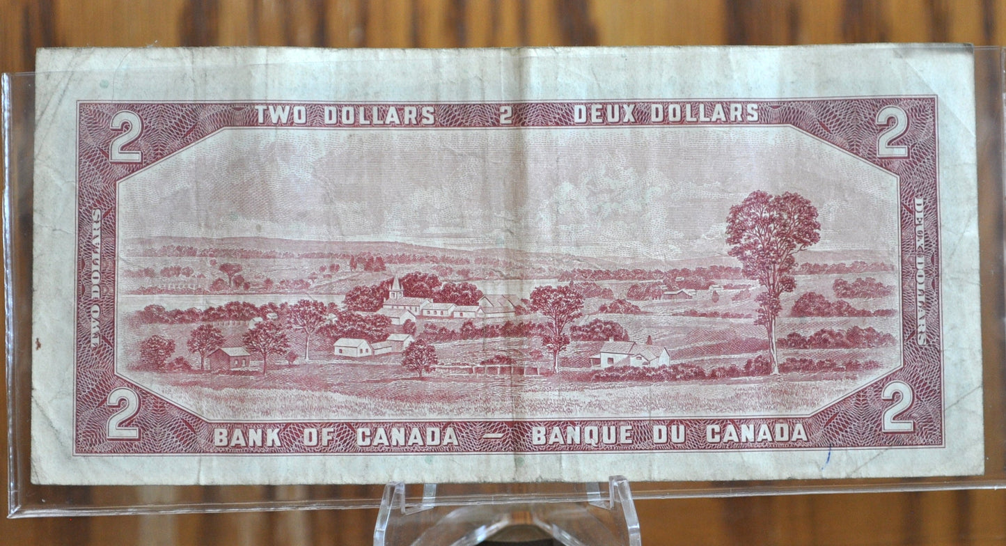 1954 Canadian 2 Dollar Banknote - AU (About Uncirculated) - 1954 Canadian Two Dollar Banknote 1954 - Crisp Notes Canada 2 Dollar Bill 1954