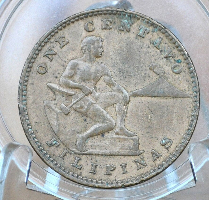 1909-S Philippines 1 Centavo - XF/AU (Extremely Fine+) Condition - Low Mintage Date - 1909 S One Centavo Filipinas