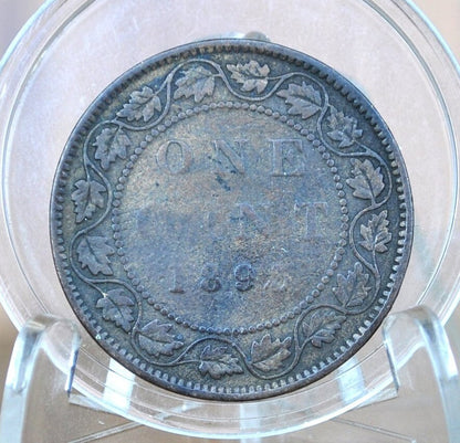 1893 Canadian One Cent - VF (Very Fine) Grade / Condition - Queen Victoria - 1893 Large Cent - 1893 Penny Canada 1 Cent 1893
