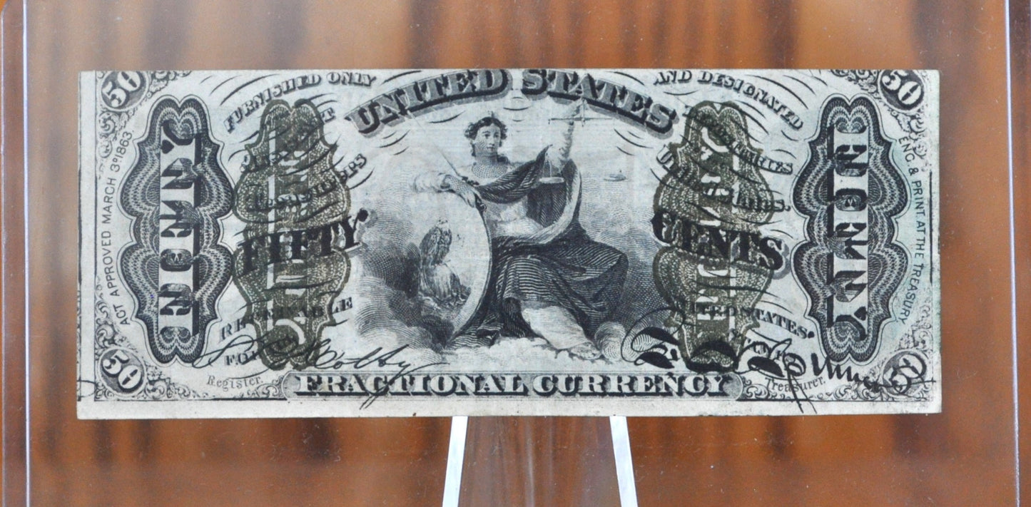 3rd Issue 50 Cent Fractional Note Fr#1362 - AU Grade / Condition - No design figures, Surcharge A-2-6-5, green reverse - Third Issue Fifty C