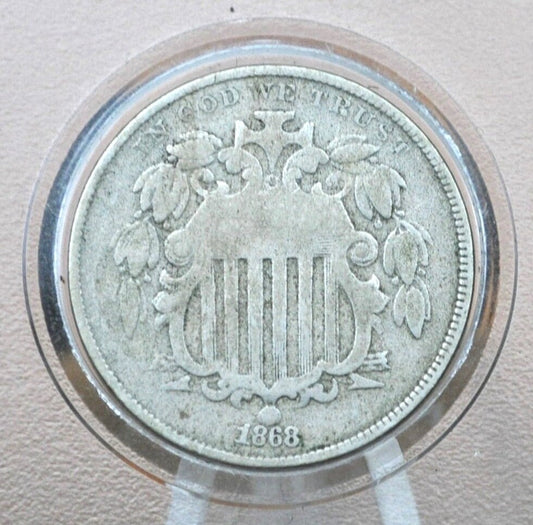 1868 Shield Nickel - VG (Very Good) Condition - 1868 Nickel - Shield Type Nickel 1800's - Shield Nickels
