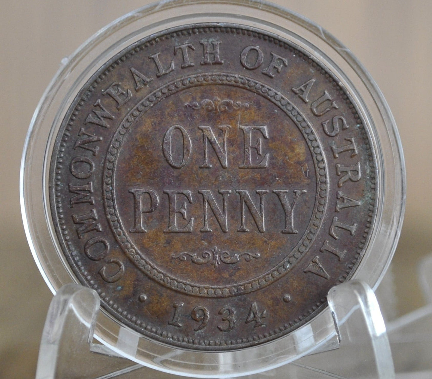 1934 Australian One Penny - XF - King George - Australian One Cent 1934