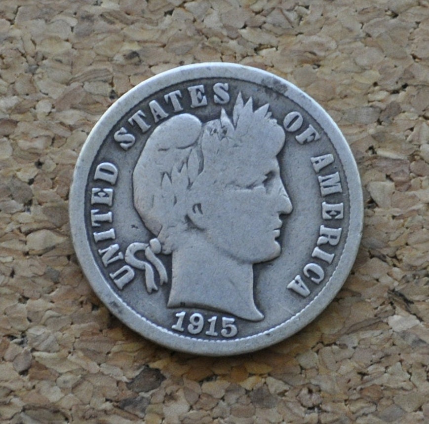 1915 Barber Dime - G/VG (Good-Very Good) Grade / Condition - Silver Dime - Philadelphia Mint - 1915-P Barber Dime 1915P