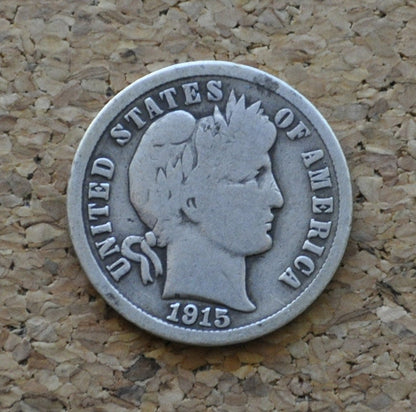 1915 Barber Dime - G/VG (Good-Very Good) Grade / Condition - Silver Dime - Philadelphia Mint - 1915-P Barber Dime 1915P