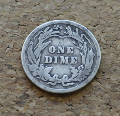 1915 Barber Dime - G/VG (Good-Very Good) Grade / Condition - Silver Dime - Philadelphia Mint - 1915-P Barber Dime 1915P