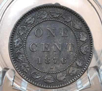 1876 Canadian One Cent - VF (Very Fine) Grade / Condition - Queen Victoria - 1876 Large Cent - 1876 Penny Canada 1 Cent 1876