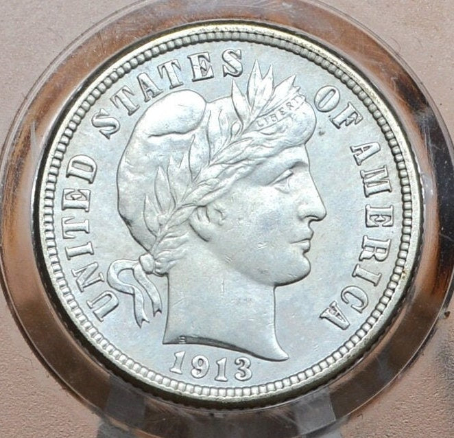 1913 Barber Silver Dime - G-VG Grade / Condition - Philadelphia Mint - 1913 Liberty Head Dime - Silver 1913 P Barber Dime
