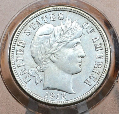 1913 Barber Silver Dime - G-VG Grade / Condition - Philadelphia Mint - 1913 Liberty Head Dime - Silver 1913 P Barber Dime