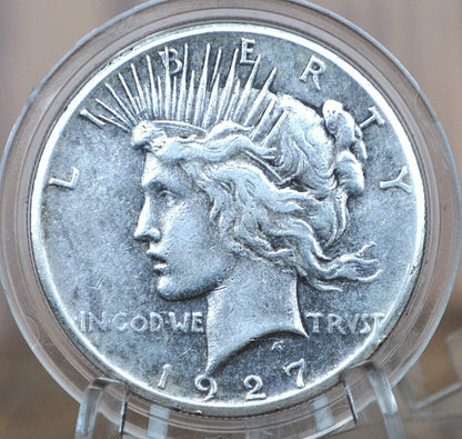 1927 Peace Silver Dollar - AU58 (About Uncirculated) Grade / Condition -Philadelphia Mint- 1927 P Silver Dollar 1927P Peace Dollar Key Date