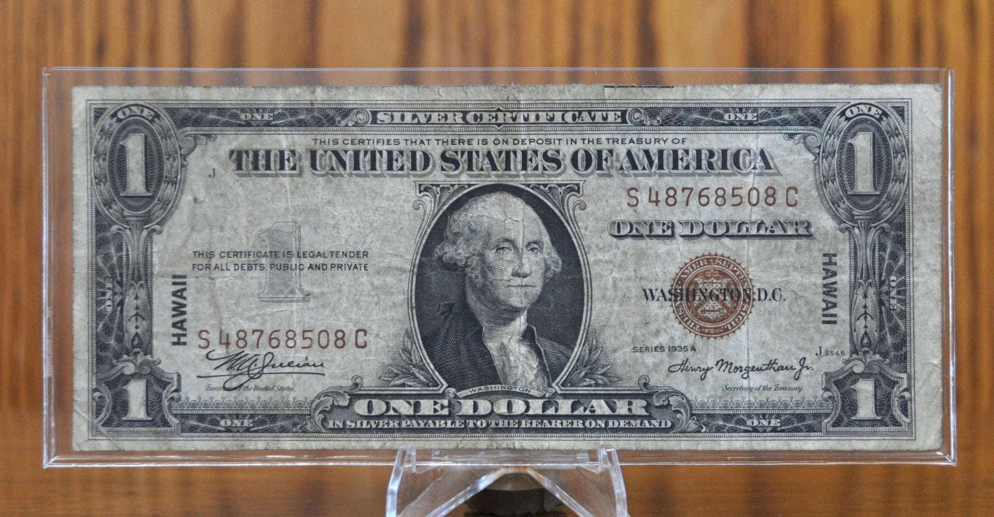 1935-A Hawaii Silver Certificate - XF (Choice XF) Grade / Condition - 1935 A Hawaii Series Silver Cert Brown Seal 1942 Hawaii Overprint Note