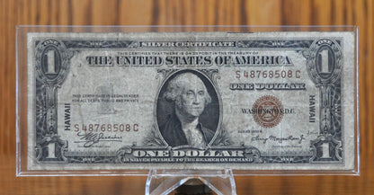 1935-A Hawaii Silver Certificate - XF (Choice XF) Grade / Condition - 1935 A Hawaii Series Silver Cert Brown Seal 1942 Hawaii Overprint Note