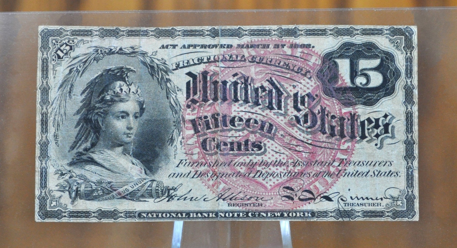 4th Issue 15 Cent Fractional Note 1863, Fr.1267 - Choose by Grade/Condition -Fourth Issue Fifteen Cent Note Fractional Note Fr1267 Authentic
