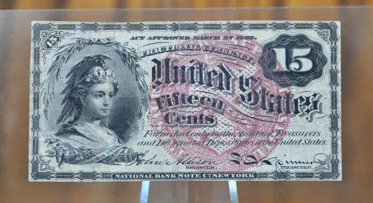 4th Issue 15 Cent Fractional Note 1863, Fr.1267 - Choose by Grade/Condition -Fourth Issue Fifteen Cent Note Fractional Note Fr1267 Authentic