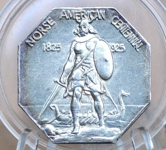 Authentic & Rare 1925 Norse Thick Silver Commemorative Medal - MS63 (Choice Uncirculated) - Norse-American Medal Silver Thick Variety