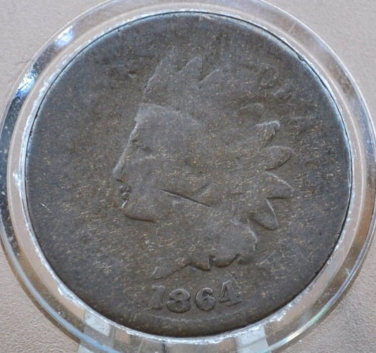 1864-L Indian Head Penny Bronze - Low Grade / Filler Coin - 1864 L Cent - Bronze Variety L