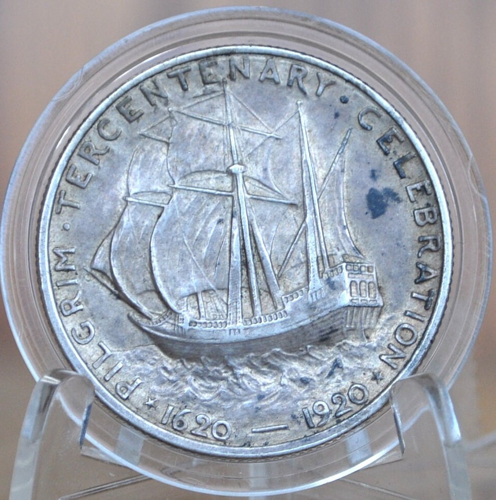 Authentic 1920 Pilgrim Tercentenary Silver Commemorative Half Dollar - XF-BU (Uncirculated) - Pilgrim Half Dollar Commemorative 1920