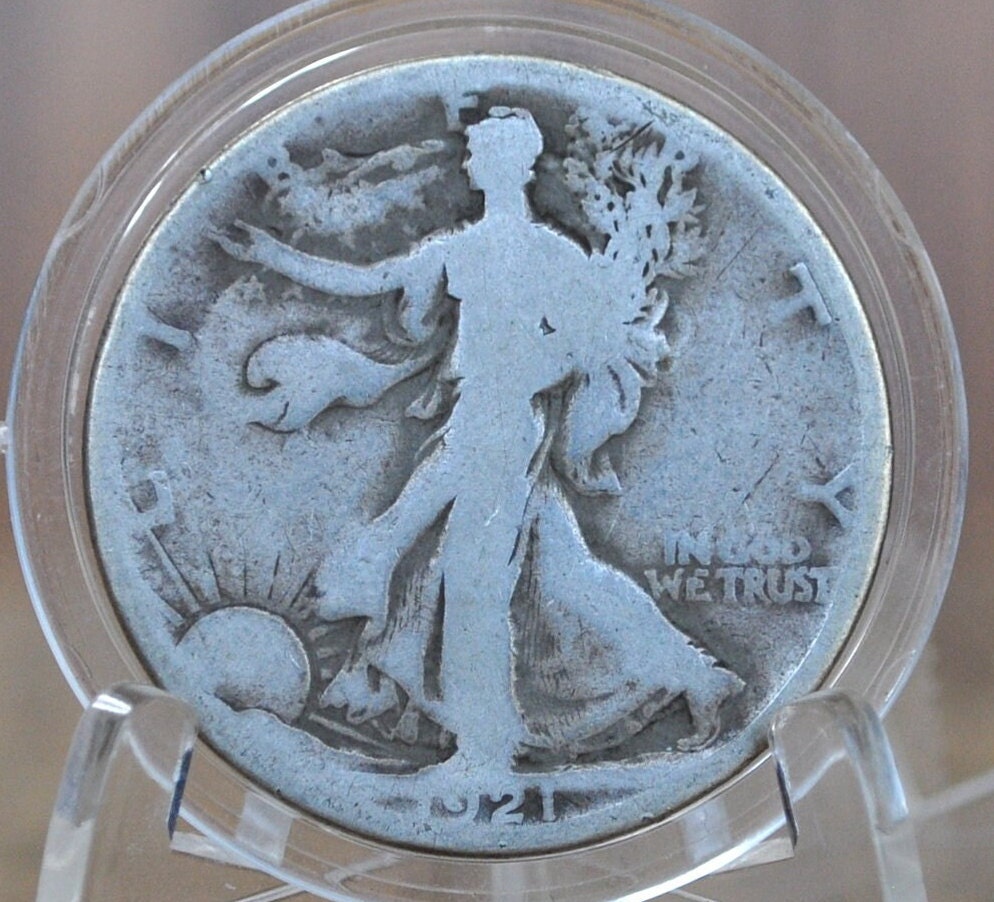 1921-S Walking Liberty Silver Half Dollar - G (Good) -Key Date- San Francisco Mint- 1921 S Wlh - Half Dollar 1921S Liberty Walking Half