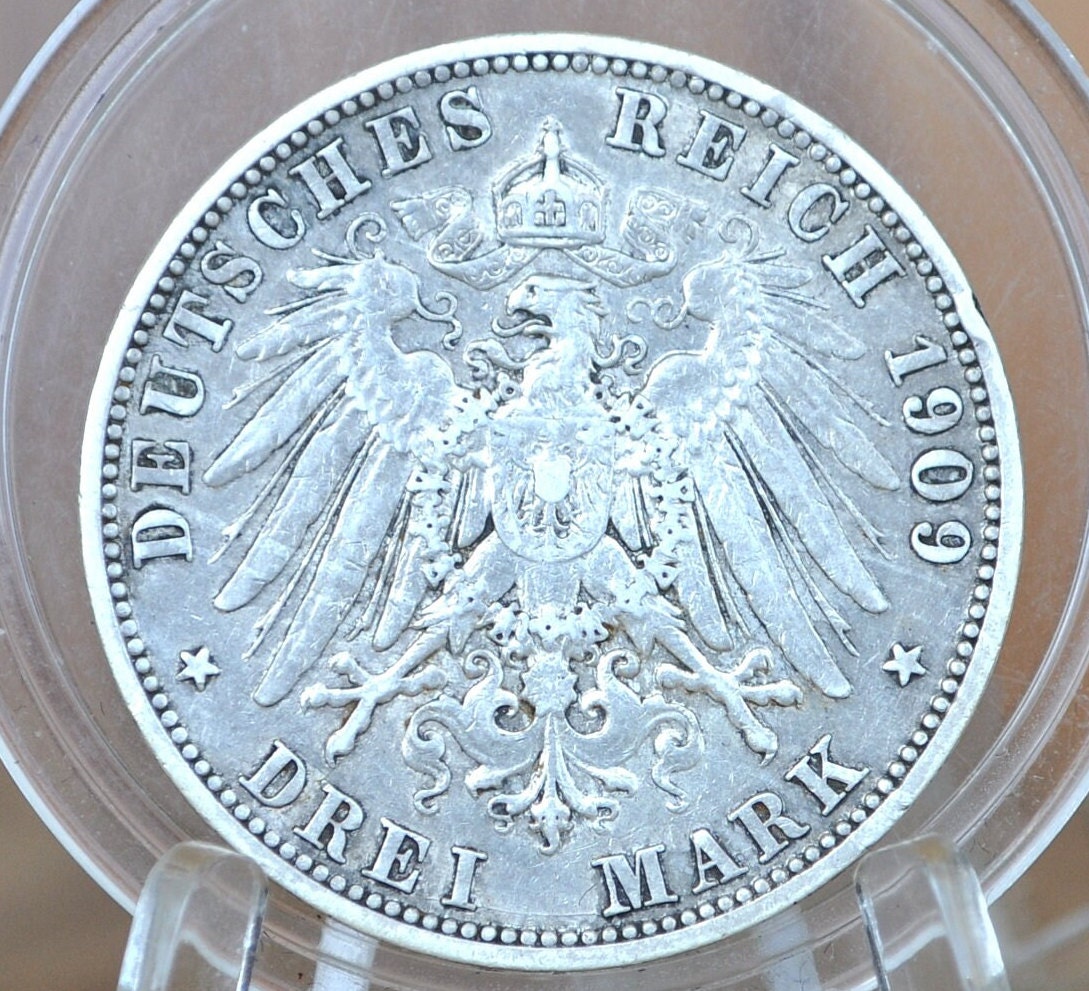 1909 Prussian Silver 3 Marks - AU (About Uncirculated) - German States Three Mark 1909 A Wilhelm II. - Prussia 1909 Drei Marks Silver