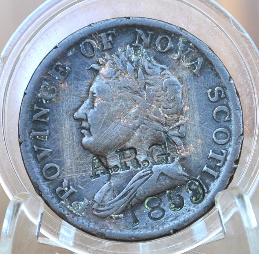 1832 Nova Scotia Half Penny Token - XF Grade / Condition - 1/2 Penny Token Canada 1832 - Copper - 1832 Canadian Token