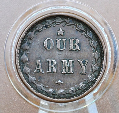 1863 Civil War Token - Army and Navy - Great Condition - Higher Grade - Civil War Tokens - The Federal Union It Must and Shall Be Preserved