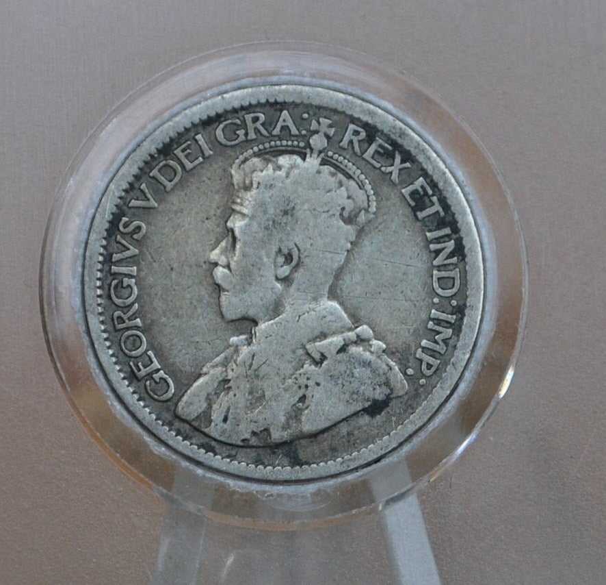 1914 Canadian Silver 10 Cent Coin - VG (Very Good) Condition - King George - Canada 10 Cent Sterling Silver 1914 Canada