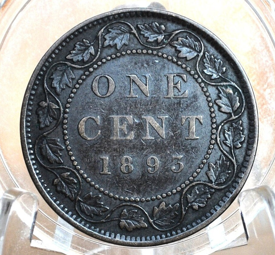1893 Canadian One Cent - VF (Very Fine) Grade / Condition - Queen Victoria - 1893 Large Cent - 1893 Penny Canada 1 Cent 1893