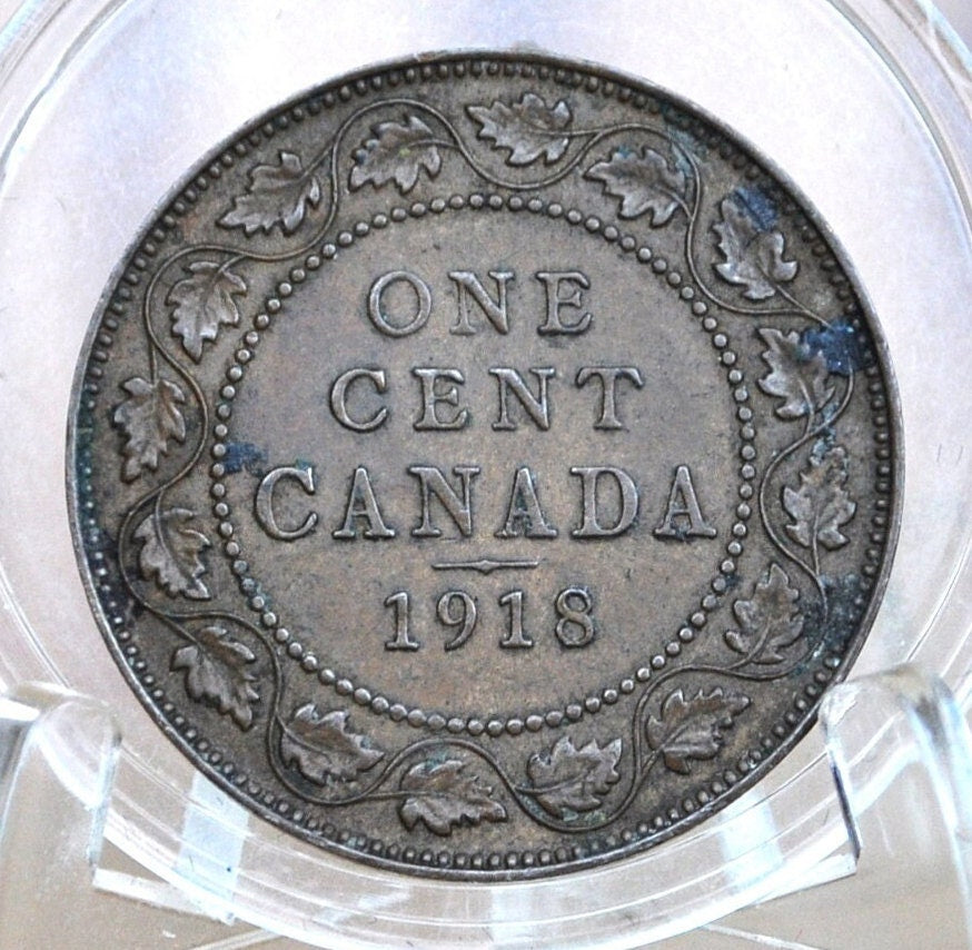 1918 Canadian Large Cent - VF-XF (Very to Extra Fine) Grade / Condition - One Cent Canada 1918 Large Cent - Great For Collection or Jewelry