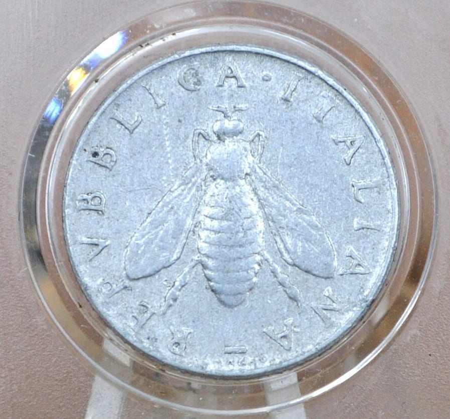 Italian Honey Bee Coins - Options for different designs on dates and denominations - Italy Two Lira Coin 1954, Honeybee Design