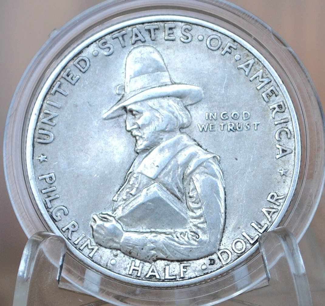 Authentic 1920 Pilgrim Tercentenary Silver Commemorative Half Dollar - XF-BU (Uncirculated) - Pilgrim Half Dollar Commemorative 1920