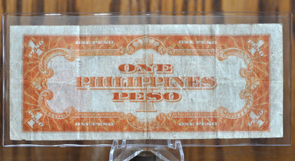 1941 Philippines 1 Peso Banknote, Rarer Note - Great Condition - One Peso Philippines Pre-WWII