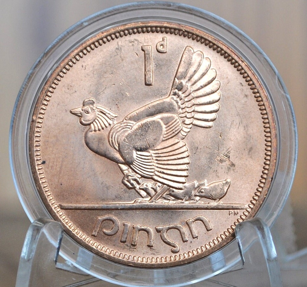 Irish 1 Penny Coins! - Choose by Date - Vintage Irish One Cent Coin Ireland - Hen with Chicks Design - Great for Gifts, Jewelry, 30's 40's+