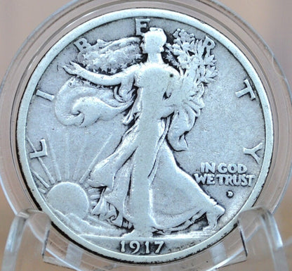 1917-D Walking Liberty Half Dollar - 1917 Obverse D & 1917 Reverse D - Choose by Grade and Type - Denver Mint - Obverse D 1917 WLH
