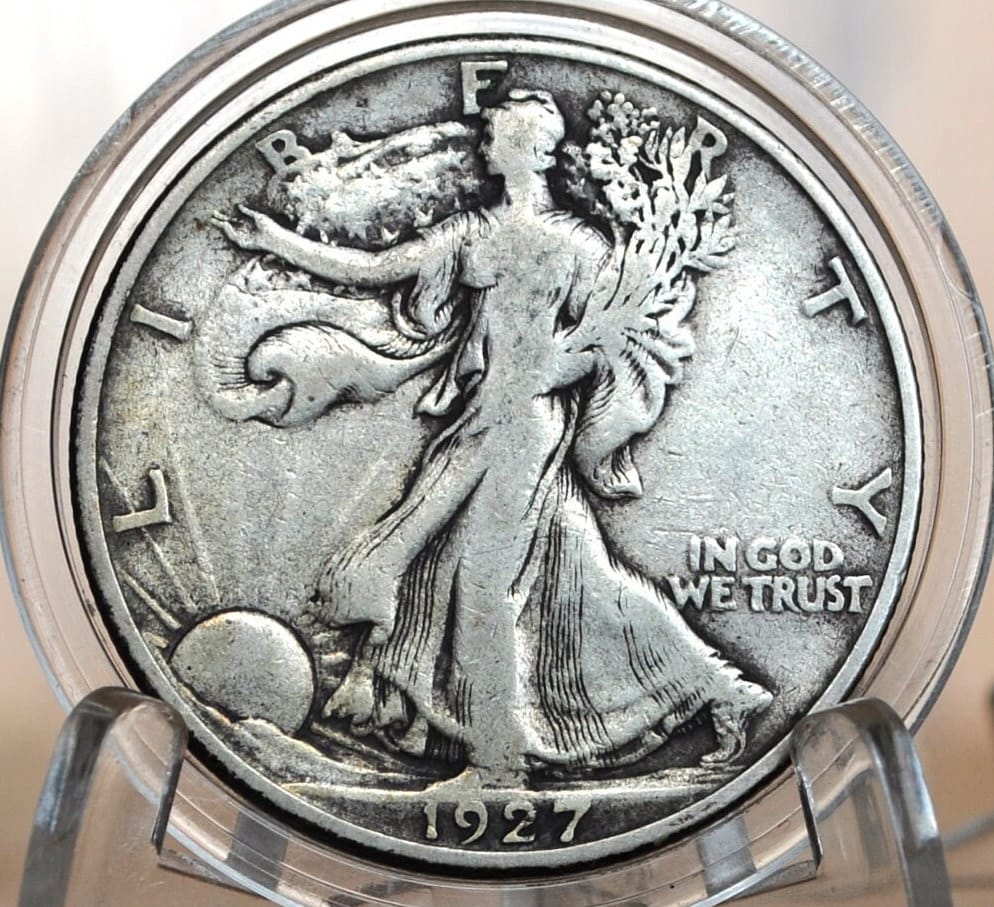 1927-S Walking Liberty Silver Half Dollar - F (Fine) - San Francisco Mint - 1927-S Half Dollar / 1927 S Liberty Walking Half