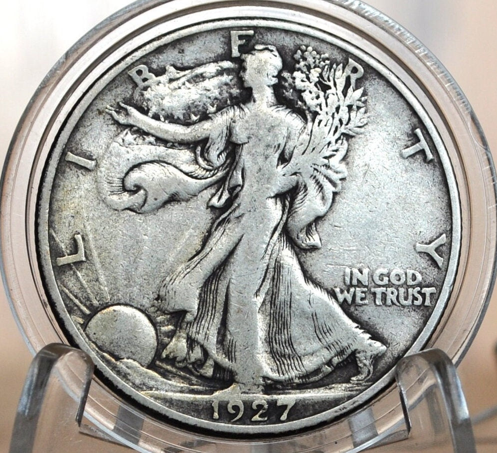 1927-S Walking Liberty Silver Half Dollar - F (Fine) - San Francisco Mint - 1927-S Half Dollar / 1927 S Liberty Walking Half
