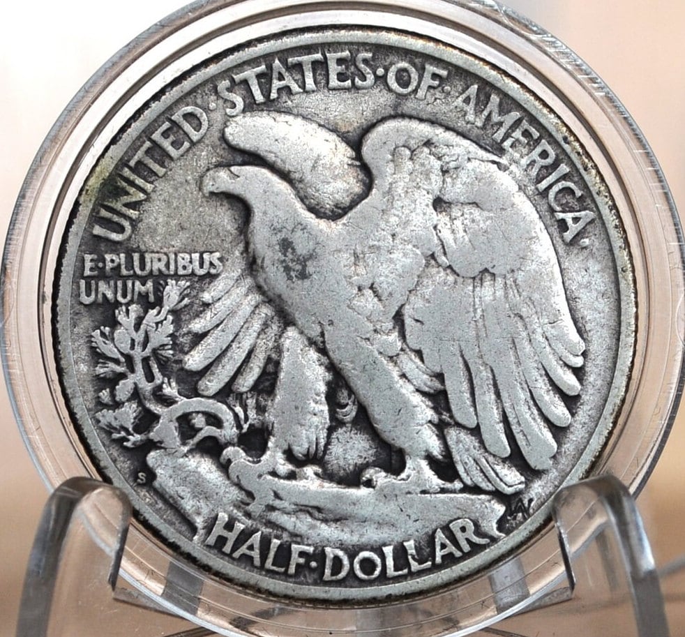 1927-S Walking Liberty Silver Half Dollar - F (Fine) - San Francisco Mint - 1927-S Half Dollar / 1927 S Liberty Walking Half