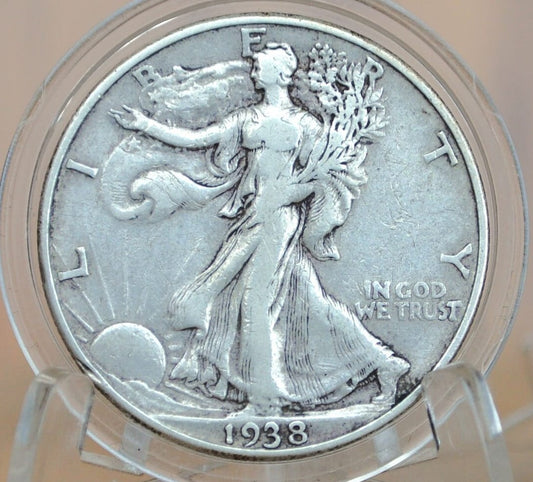 1938-D Walking Liberty Silver Half Dollar - Choice VF - Key Date - Denver Mint 1938D Half Dollar / WLH 1938 D WLH - Key Date, Nice Coin