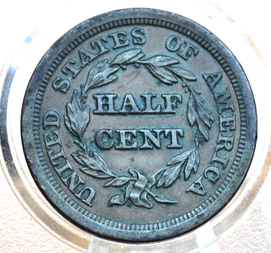 1854 Half Cent - AU58 (Choice AU), Incredible Coin For a Collection - 1854 Braided Hair Half Cent - 1854 US Half Penny