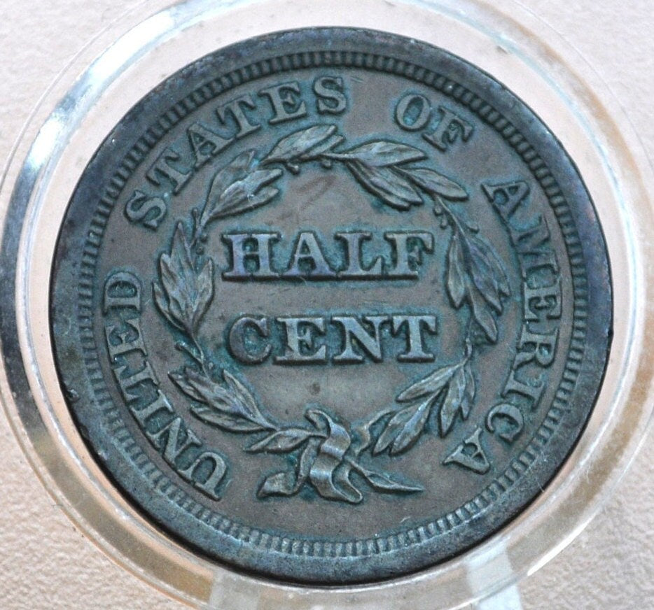 1854 Half Cent - AU58 (Choice AU), Incredible Coin For a Collection - 1854 Braided Hair Half Cent - 1854 US Half Penny