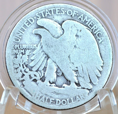 1917-D Obverse Walking Liberty Silver Half Dollar - VG (Very Good) - Denver Mint - Obverse D 1917 D Walking Liberty Half Dollar, Rarer Type