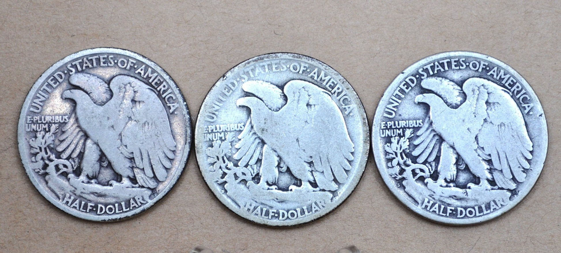 1918 PDS 3 Coin Set 1918 Walking Liberty Half Dollars PDS - All three Mint Marks -1918 P Half Dollar, 1918 D Half Dollar, 1918 S Half Dollar